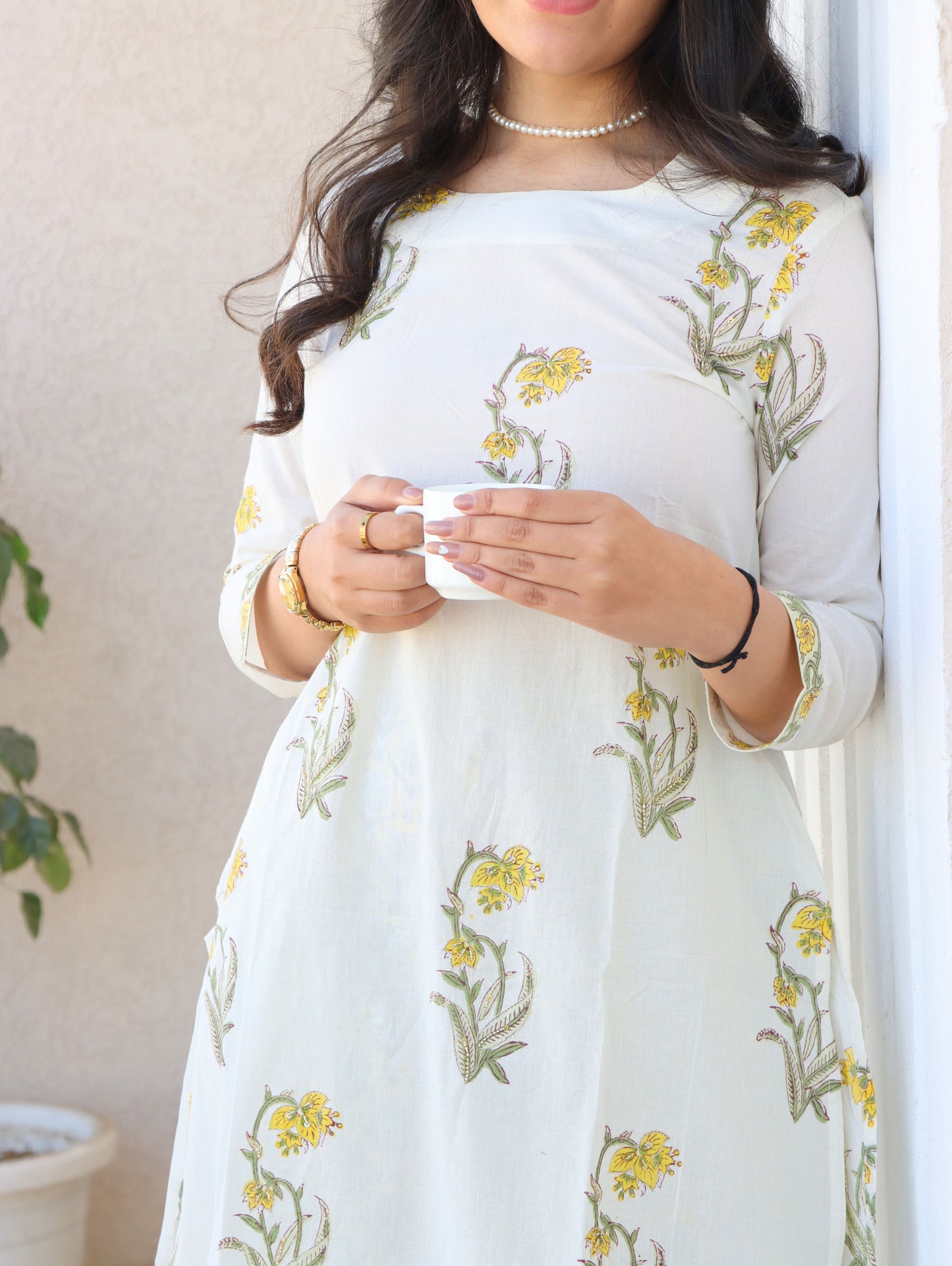Yellow Daffodil A-Line Kurta Set with Side Slits