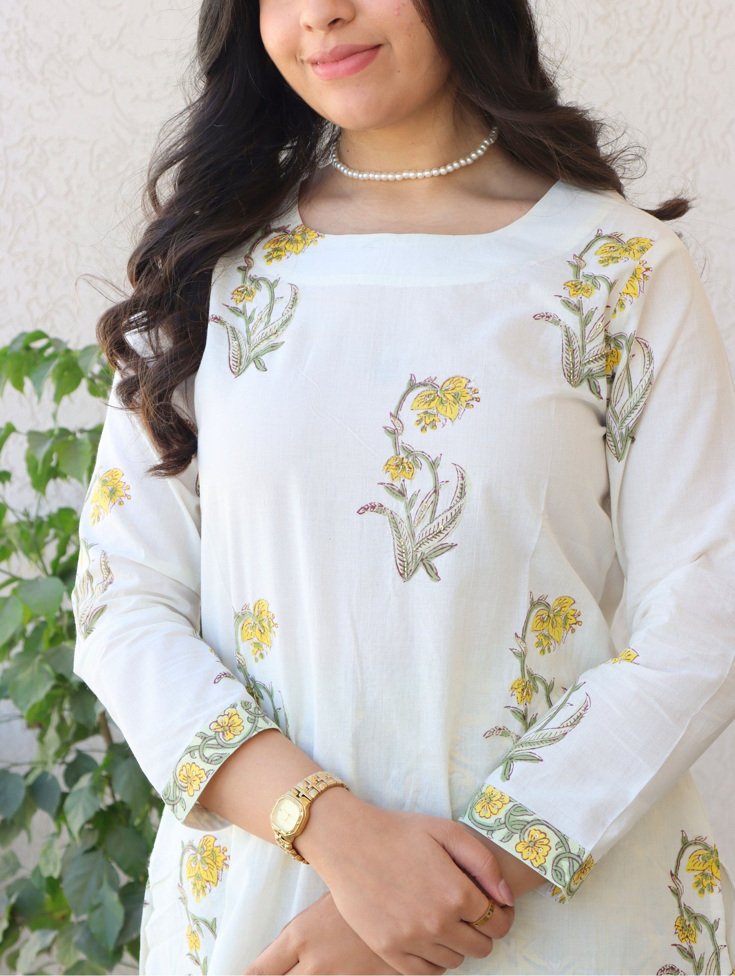 Yellow Daffodil A-Line Kurta Set with Side Slits