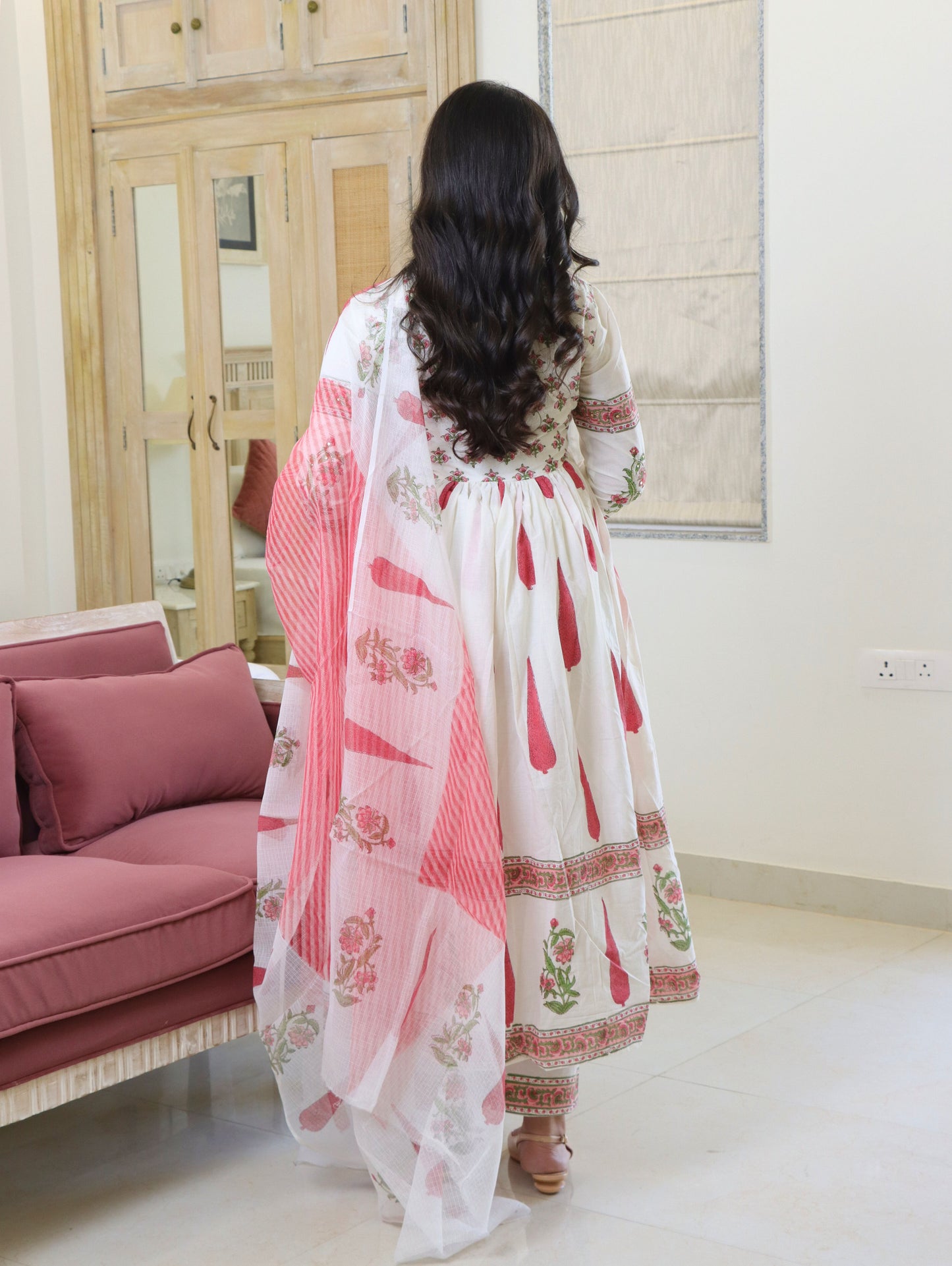 Peach Pine Anarkali Kurta Set