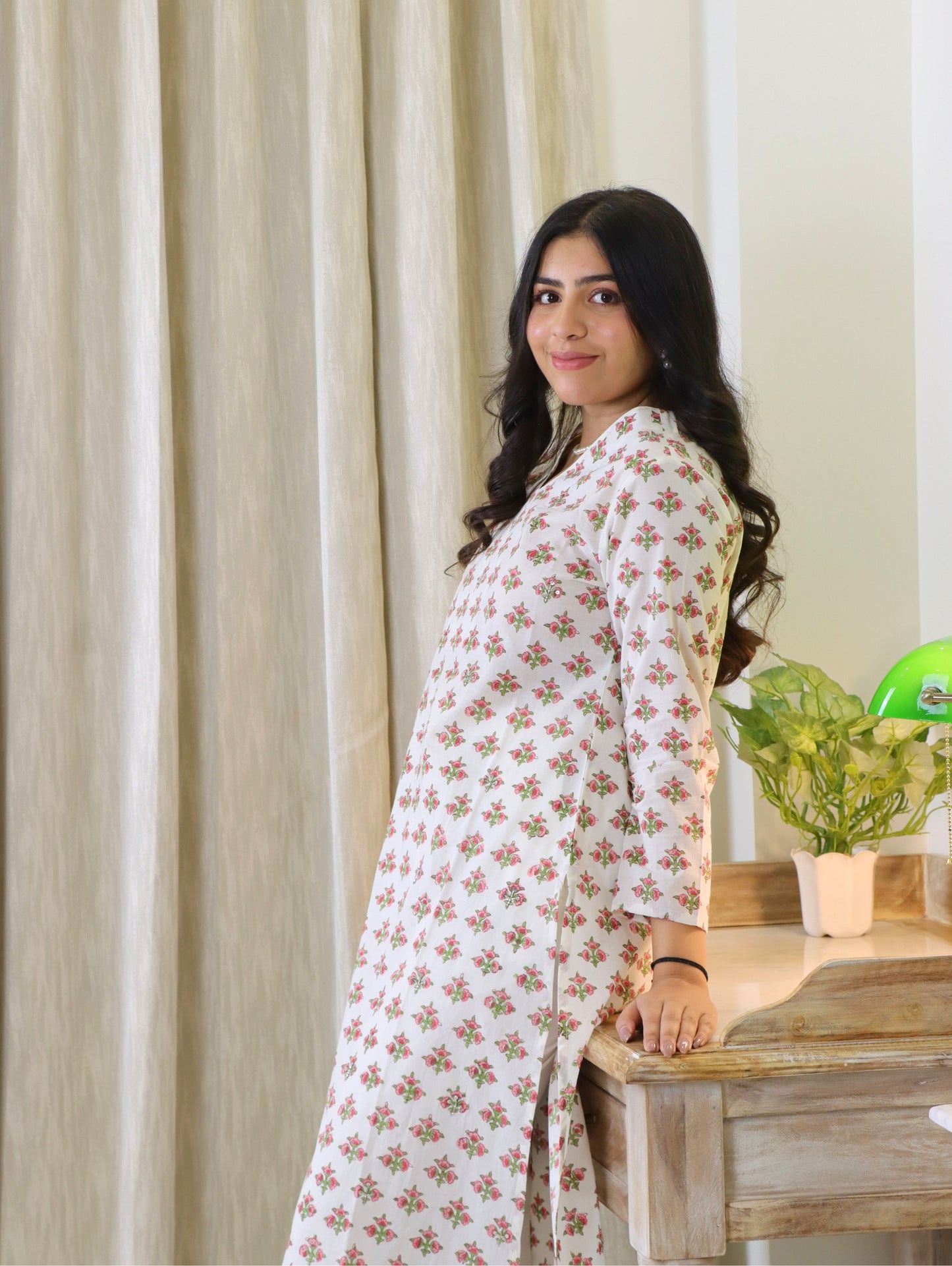 Red Carnations Straight Kurta Set