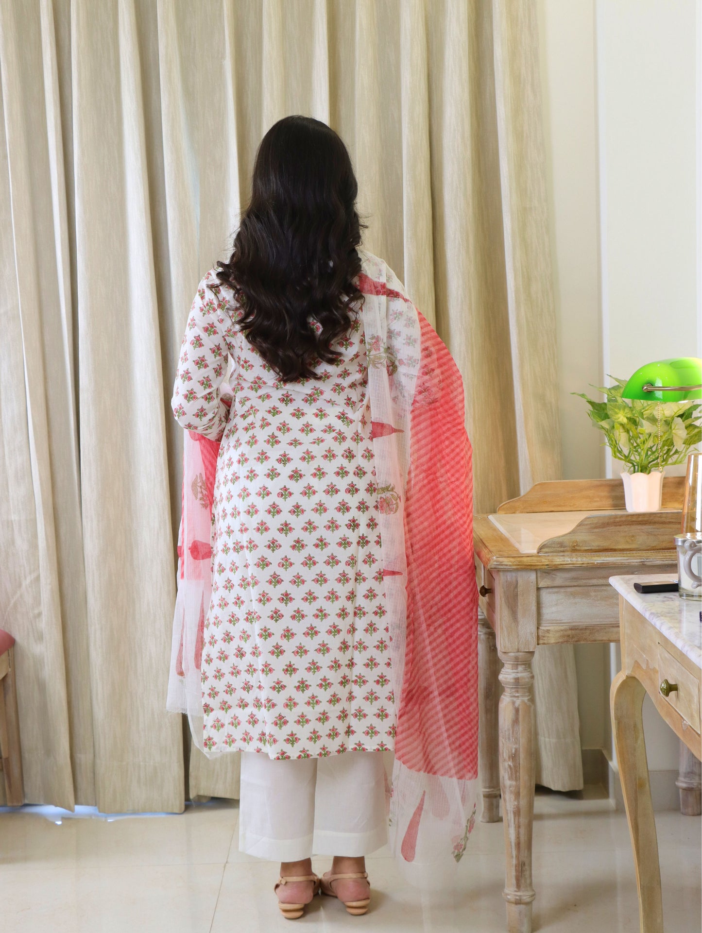 Red Carnations Straight Kurta Set