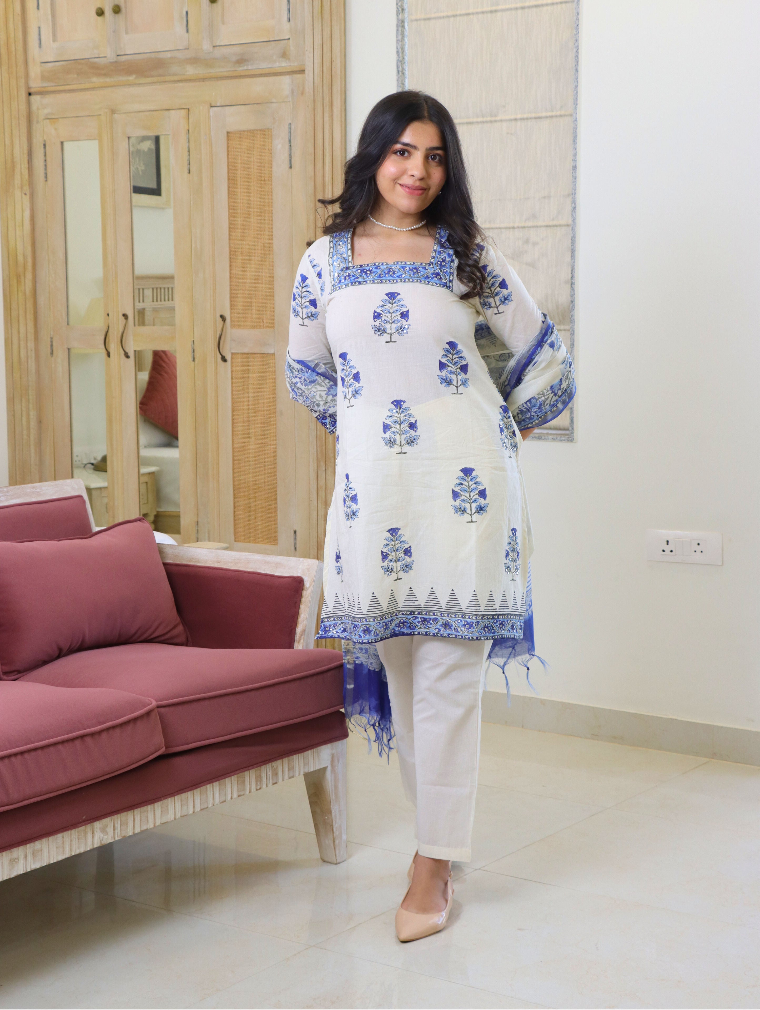Blue Carnation Short Kurta Set