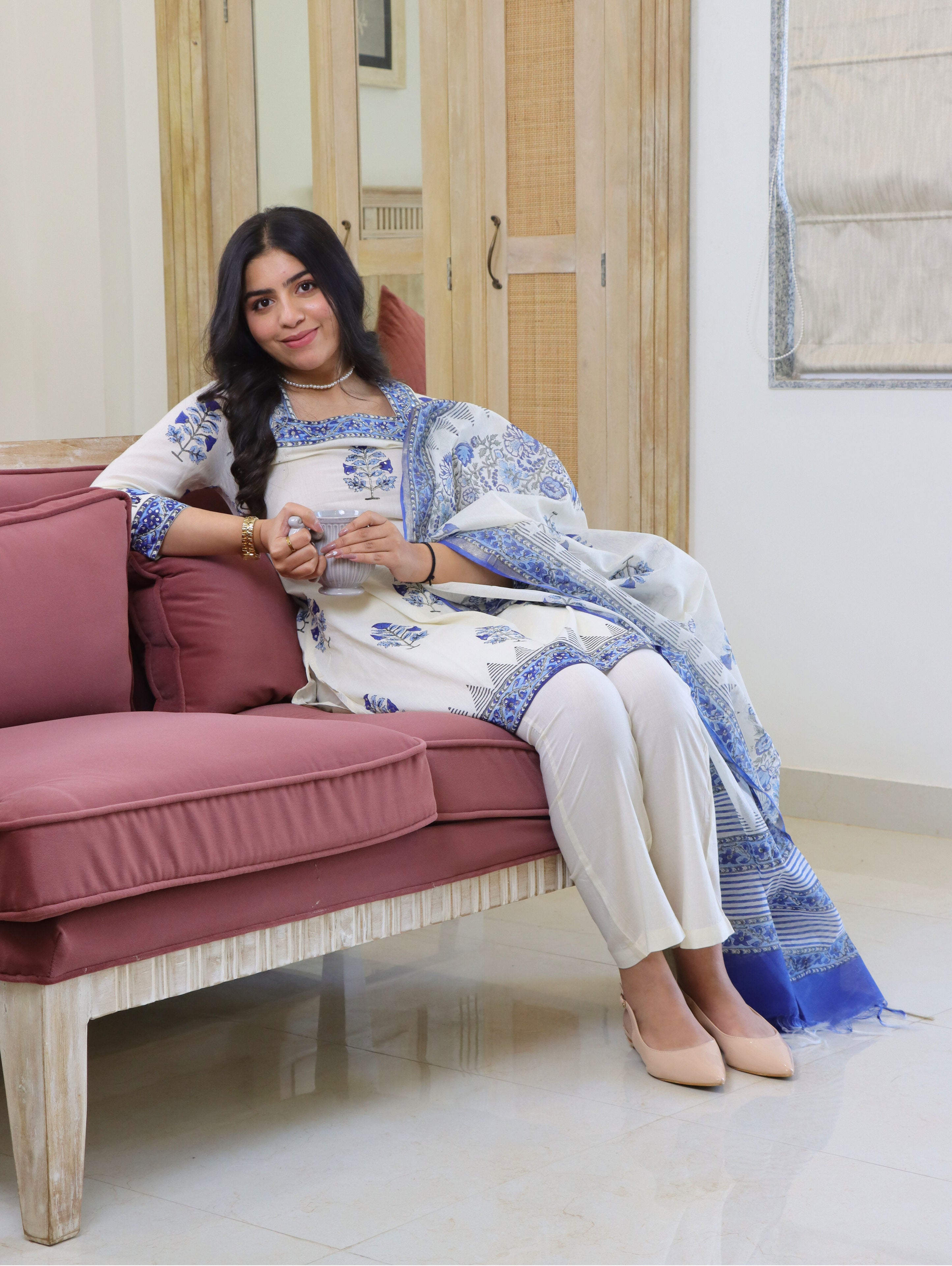 Blue Carnation Short Kurta Set