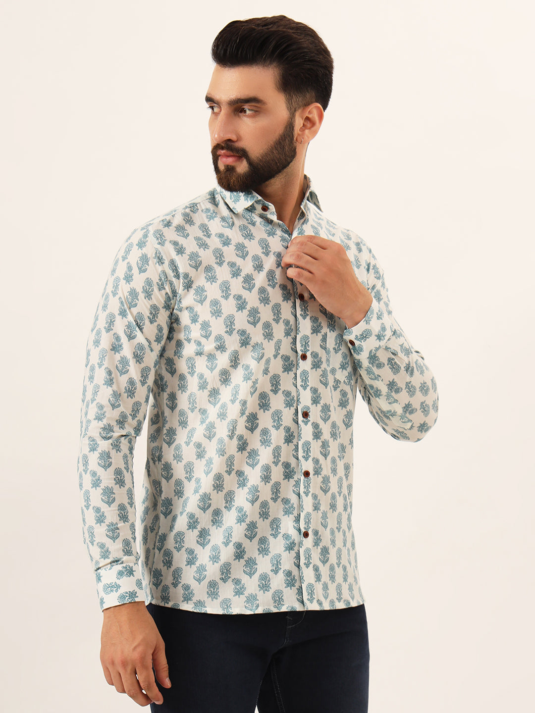 Aqua Flora Mens Shirt - Full Sleeves