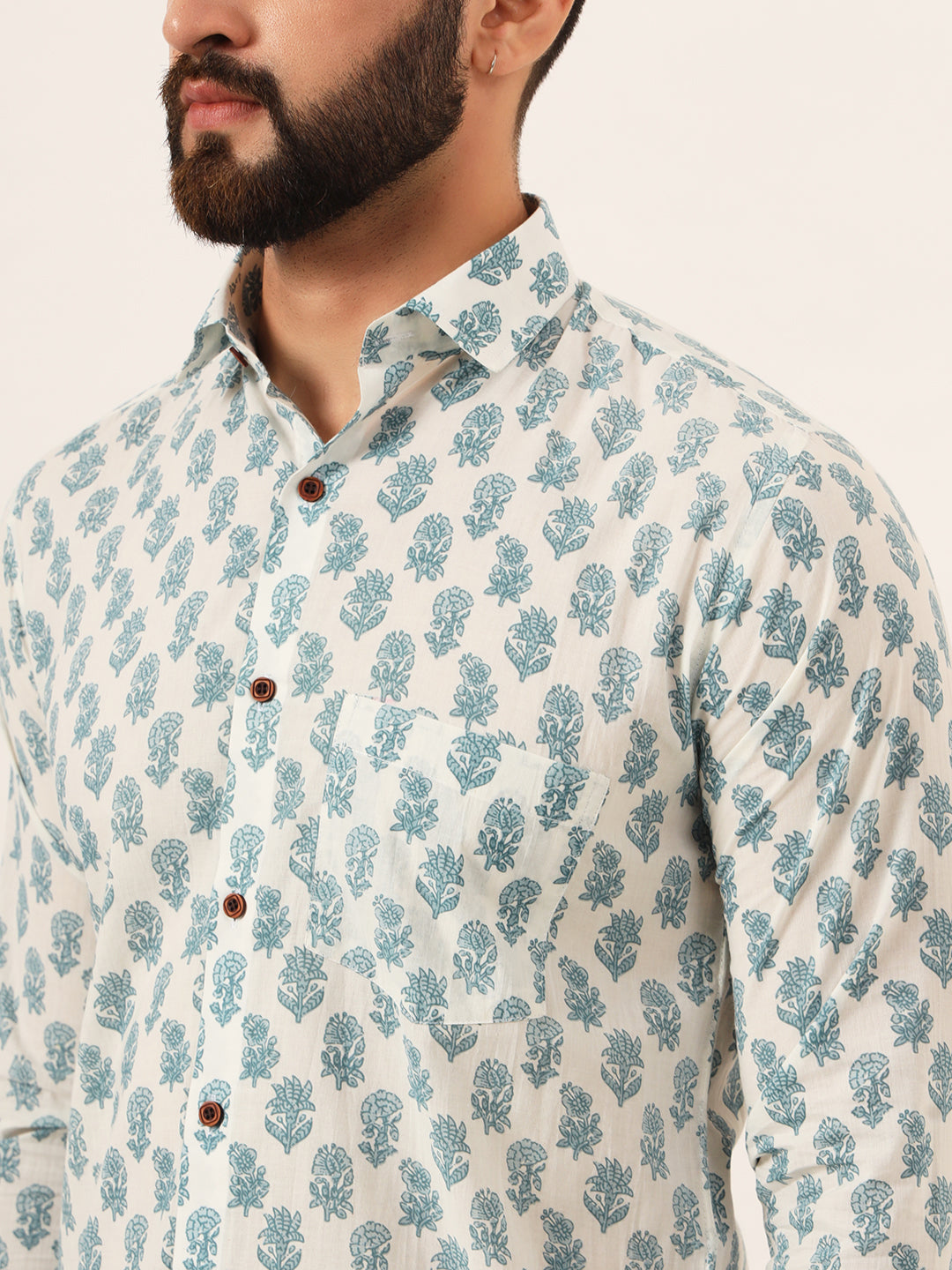 Aqua Flora Mens Shirt - Full Sleeves