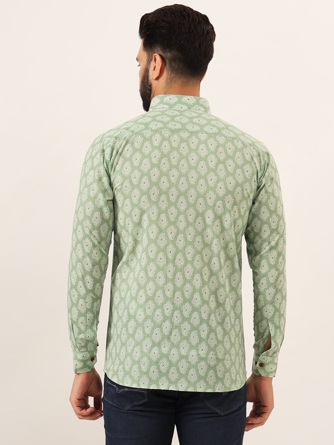 Mint Paisley Mens Shirt - Full Sleeves