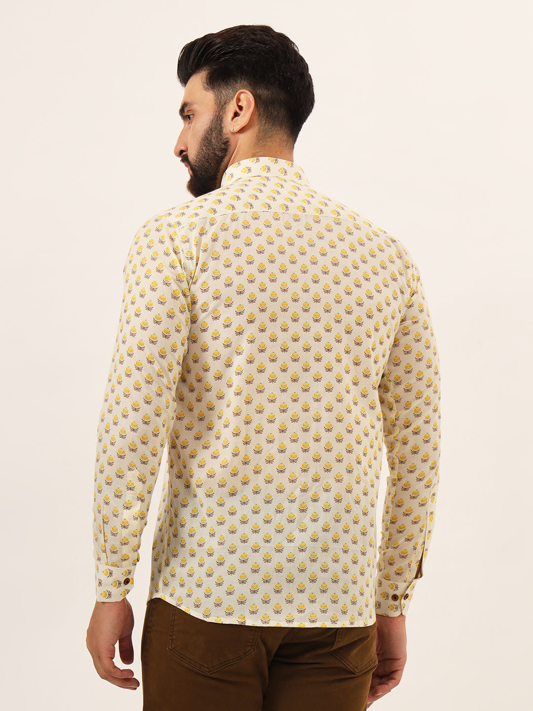 Yellow Flora Mens Shirt - Full Sleeves