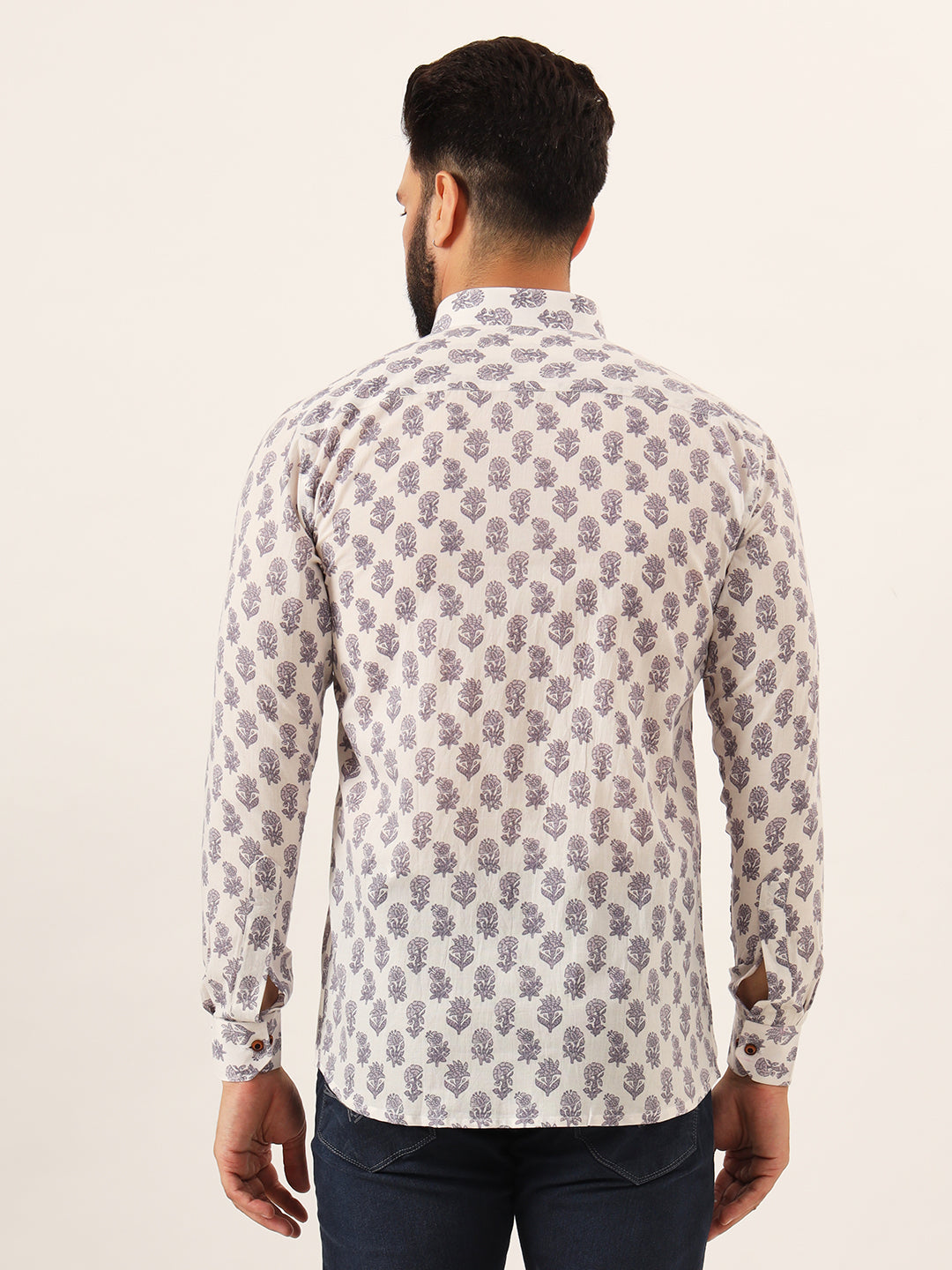 Mauve Flora Mens Shirt - Full Sleeves