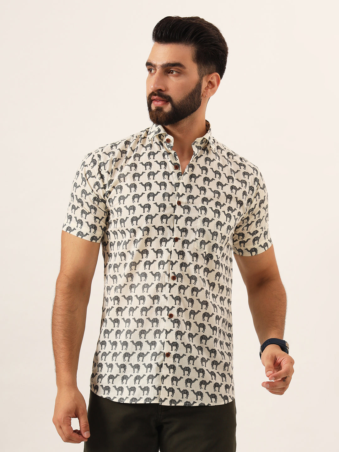 Camel Mens Shirt - Half Sleeves